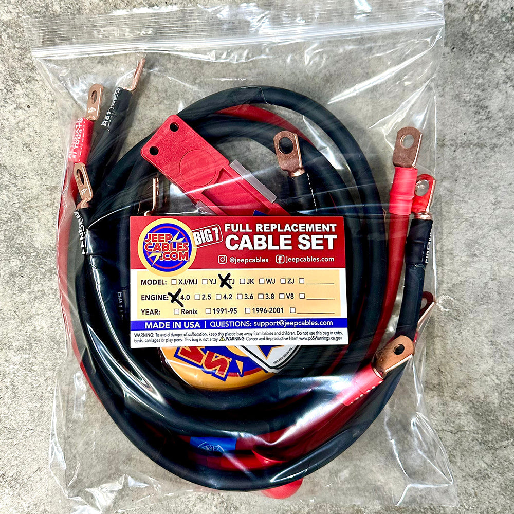 Jeep Cherokee Full Size SJ Big 7 Battery Cable Kit (1974-1983)